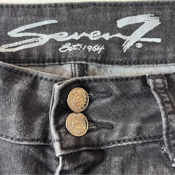 Seven 7 Skinny Ankle Jeans Raw Hem Classic Comfort Stretch Designer Black Size 8 - Picture 8 of 14